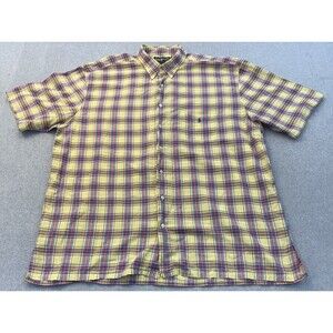 Vintage Ralph Lauren Shirt Mens 2XLT Tall Yellow Blue Plaid Short Sleeve